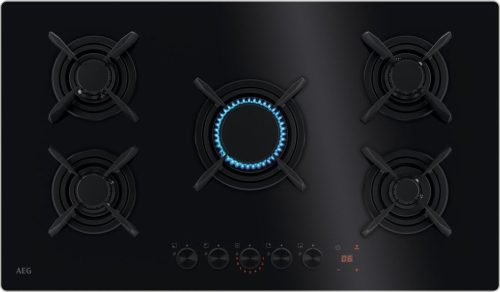 AEG HKB95453NB Piano cottura Gas on Glass Serie 8000 Flamelight 90 cm