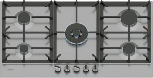 Neff T29CIR8N0 piano cottura Nero, Acciaio inox Da incasso 90 cm Gas 5 Fornello(i)