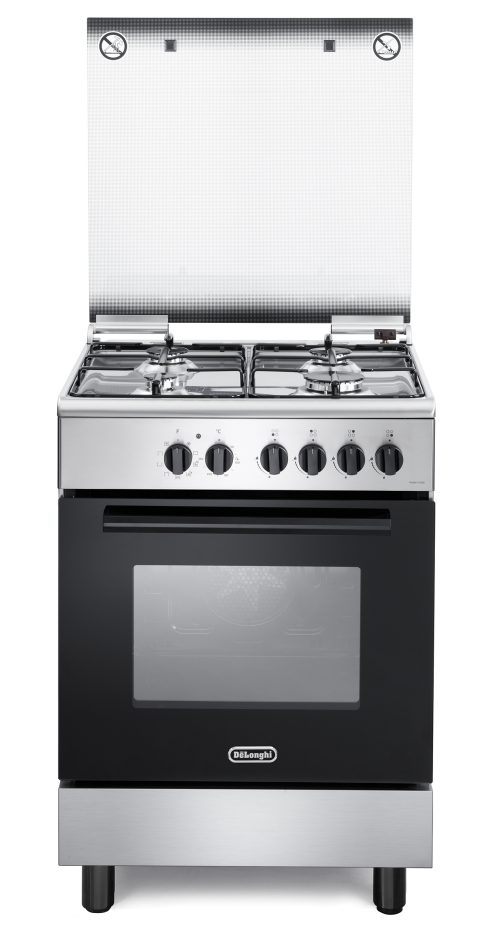 De’Longhi FMX 64 LSG cucina Elettrico Gas Nero, Acciaio inox