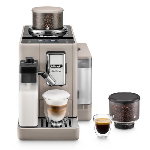 De’Longhi Rivelia - Macchina Automatica per Caffè in Chicchi, 16 bevande one-touch, Display touch Beige (EXAM440.55.BG)