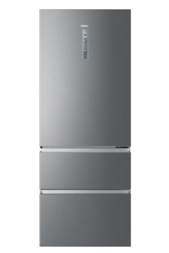 HAIER HTOPMNE7193 Combinato 3 Porte, Largo 70, 2mt, Dark Inox Look, Classe E, Display Esterno, Daylight, Cassetto My Zone, Capacit√† totale  450 Litri