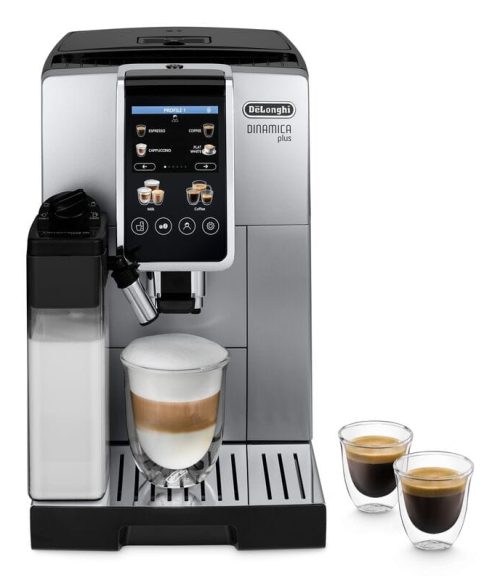 De’Longhi Dinamica Plus - Macchina Automatica per Caffè in Chicchi, 24 bevande one-touch, Argento/Nero (ECAM380.85.SB)