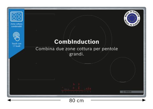 Bosch Serie 6 PVS845HB1E Piano cottura a induzione 80 cm CombInduction Nero