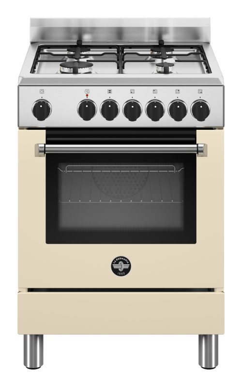 Bertazzoni La Germania Americana AMN664ECRV/24 cucina Elettrico Gas Crema, Acciaio inox