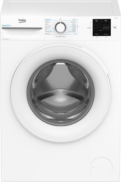 Beko b300 BMWU3821W: Lavatrice 8kg, Classe A, 1200giri, linea estetica NX, motore inverter, Display Touch, oblò bianco, tecnologia EnergySpin™