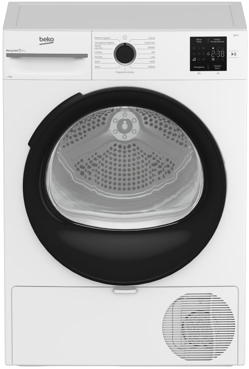 Beko MWBMT392B_IT 9kg, Classe C, Linea Estetica NX, motore inverter, Display digitale, colore Bianco, oblò Nero